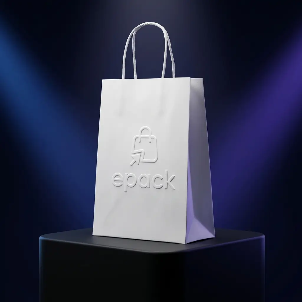 Bolsa kraft blanca con asa twist personalizada por EPACK